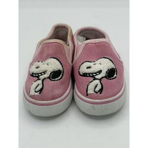 PEANUTS Snoopy Pink Toddler Canvas Sneakers Embroidered Face Size 6